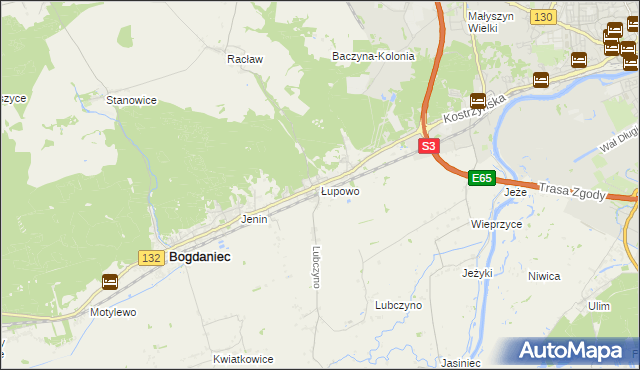 mapa Łupowo gmina Bogdaniec, Łupowo gmina Bogdaniec na mapie Targeo