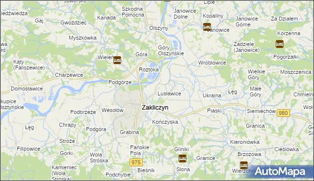 mapa Lusławice gmina Zakliczyn, Lusławice gmina Zakliczyn na mapie Targeo