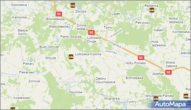 mapa Lutkówka gmina Mszczonów, Lutkówka gmina Mszczonów na mapie Targeo