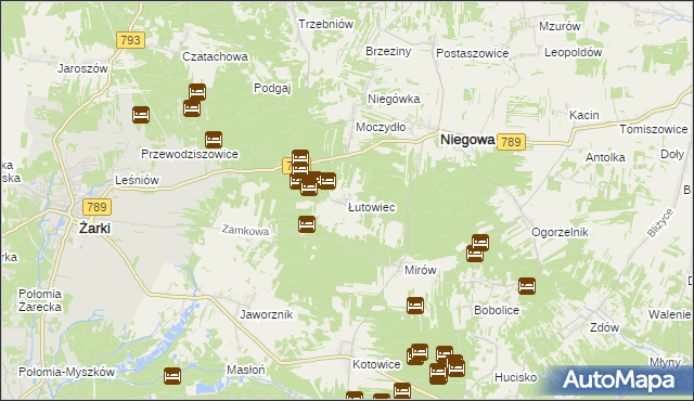 mapa Łutowiec, Łutowiec na mapie Targeo