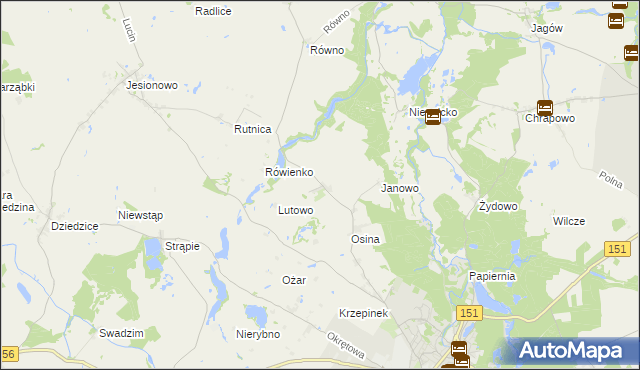 mapa Lutówko gmina Barlinek, Lutówko gmina Barlinek na mapie Targeo