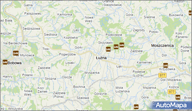 mapa Łużna, Łużna na mapie Targeo