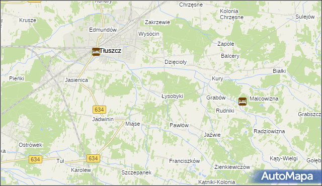 mapa Łysobyki, Łysobyki na mapie Targeo