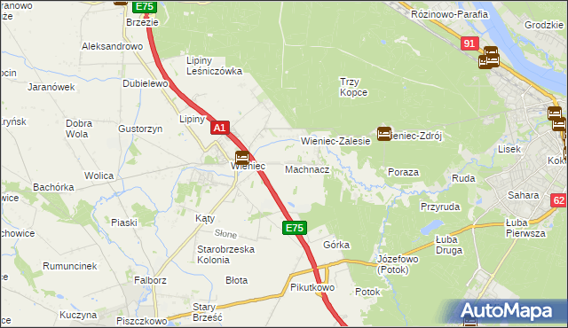 mapa Machnacz gmina Brześć Kujawski, Machnacz gmina Brześć Kujawski na mapie Targeo