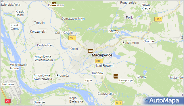 mapa Maciejowice powiat garwoliński, Maciejowice powiat garwoliński na mapie Targeo