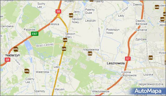 mapa Magdalenka gmina Lesznowola, Magdalenka gmina Lesznowola na mapie Targeo