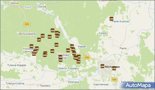 mapa Majdan gmina Michałowo, Majdan gmina Michałowo na mapie Targeo