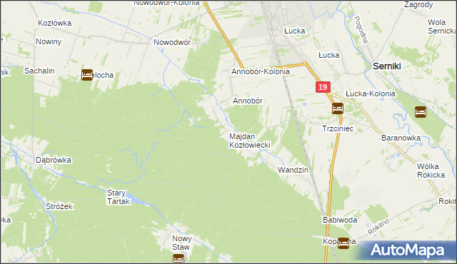 mapa Majdan Kozłowiecki, Majdan Kozłowiecki na mapie Targeo