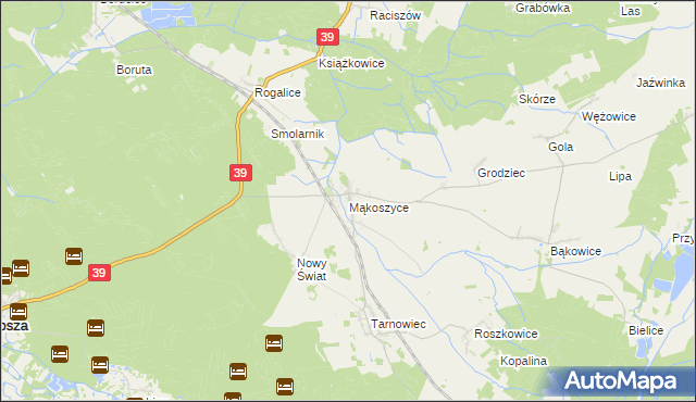 mapa Mąkoszyce gmina Lubsza, Mąkoszyce gmina Lubsza na mapie Targeo