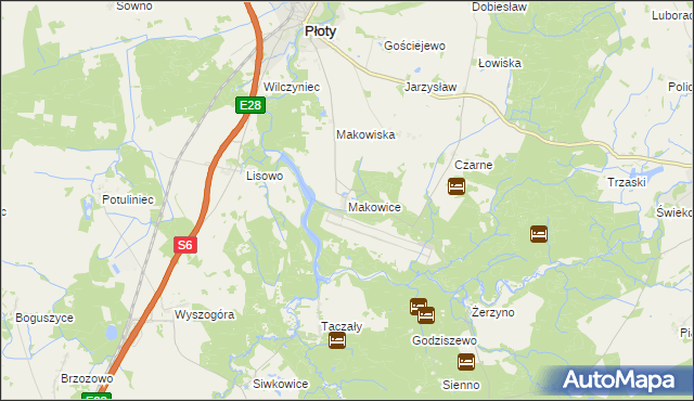 mapa Makowice gmina Płoty, Makowice gmina Płoty na mapie Targeo