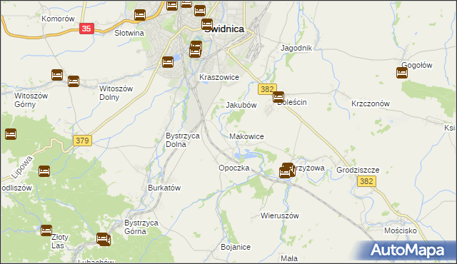 mapa Makowice gmina Świdnica, Makowice gmina Świdnica na mapie Targeo