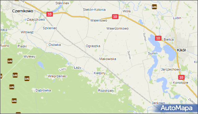 mapa Makowiska gmina Czernikowo, Makowiska gmina Czernikowo na mapie Targeo