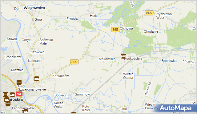 mapa Makowisko gmina Jarosław, Makowisko gmina Jarosław na mapie Targeo