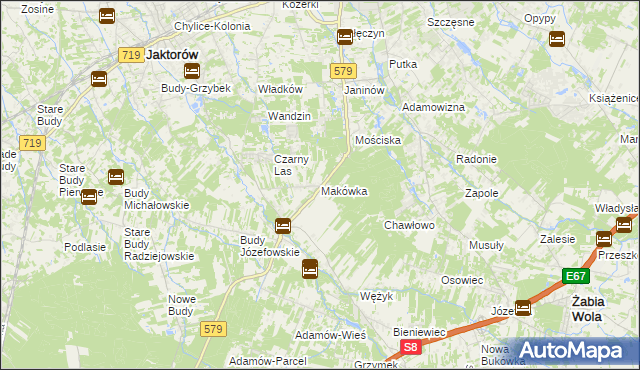 mapa Makówka gmina Grodzisk Mazowiecki, Makówka gmina Grodzisk Mazowiecki na mapie Targeo