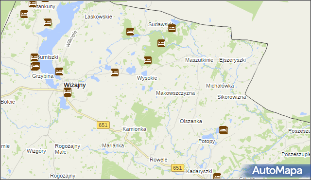 mapa Makowszczyzna gmina Wiżajny, Makowszczyzna gmina Wiżajny na mapie Targeo