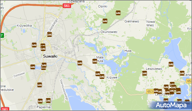 mapa Mała Huta gmina Suwałki, Mała Huta gmina Suwałki na mapie Targeo