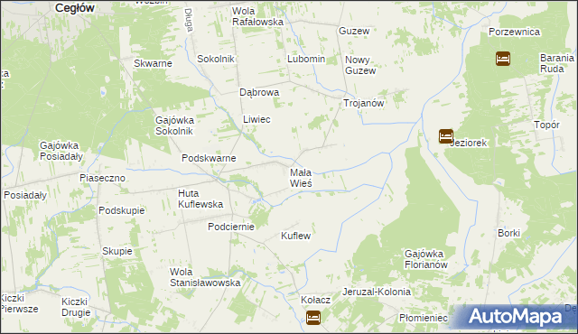mapa Mała Wieś gmina Mrozy, Mała Wieś gmina Mrozy na mapie Targeo