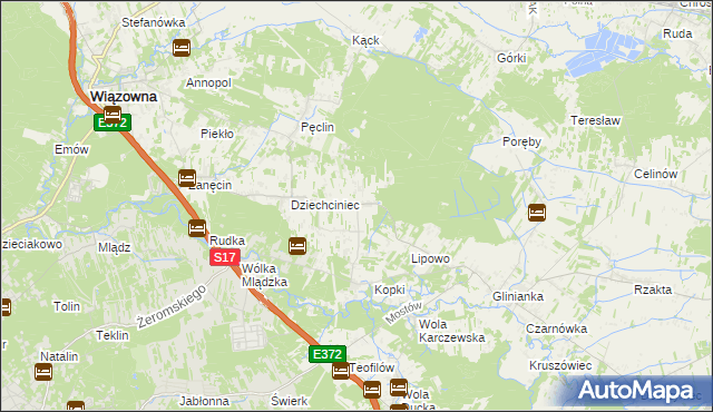 mapa Malcanów gmina Wiązowna, Malcanów gmina Wiązowna na mapie Targeo