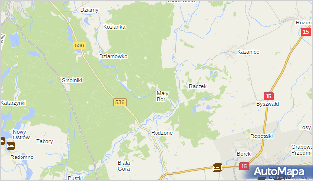 mapa Mały Bór gmina Iława, Mały Bór gmina Iława na mapie Targeo
