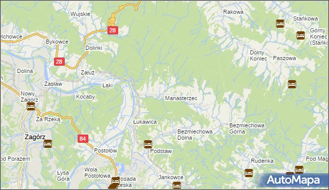 mapa Manasterzec, Manasterzec na mapie Targeo