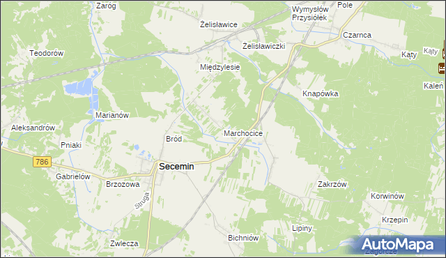 mapa Marchocice gmina Secemin, Marchocice gmina Secemin na mapie Targeo