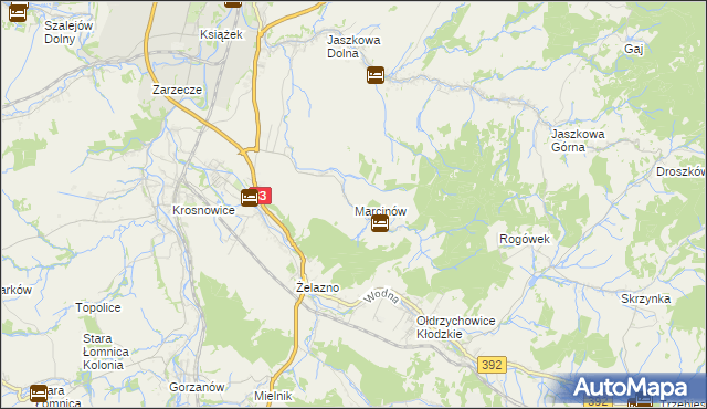 mapa Marcinów gmina Kłodzko, Marcinów gmina Kłodzko na mapie Targeo