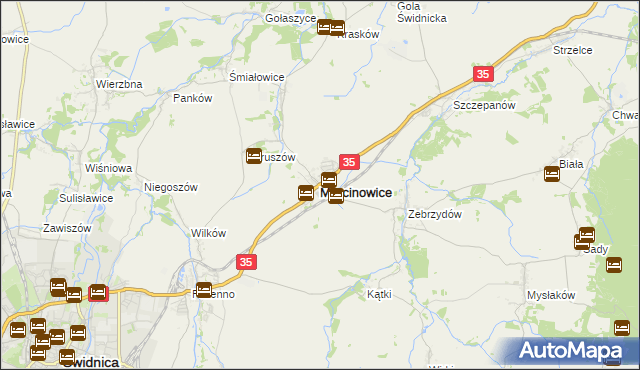 mapa Marcinowice powiat świdnicki, Marcinowice powiat świdnicki na mapie Targeo