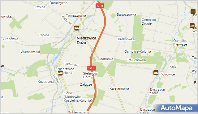 mapa Marianka gmina Niedrzwica Duża, Marianka gmina Niedrzwica Duża na mapie Targeo