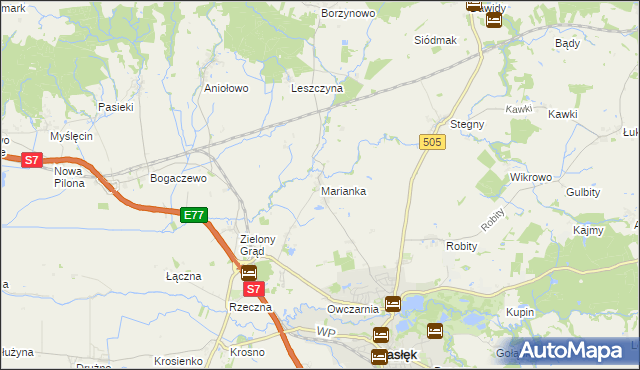 mapa Marianka gmina Pasłęk, Marianka gmina Pasłęk na mapie Targeo