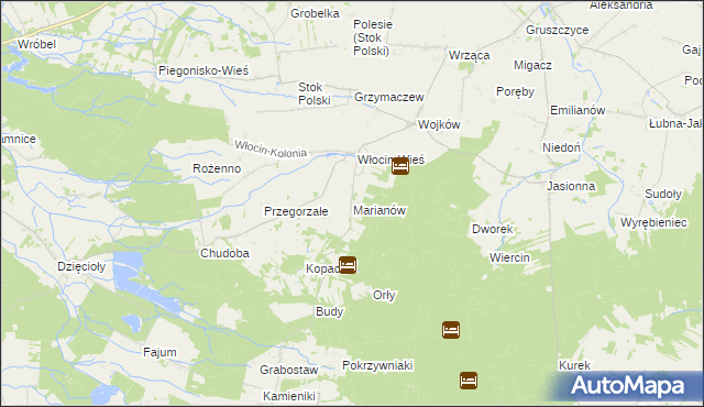 mapa Marianów gmina Błaszki, Marianów gmina Błaszki na mapie Targeo