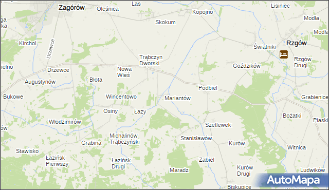 mapa Mariantów gmina Zagórów, Mariantów gmina Zagórów na mapie Targeo