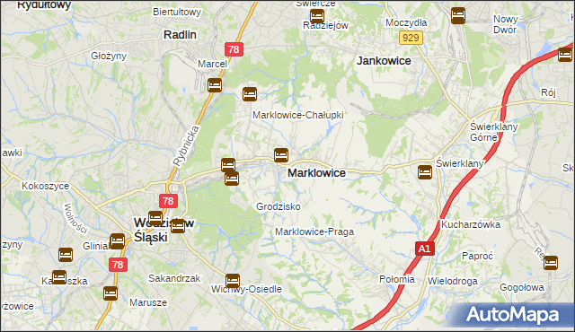 mapa Marklowice, Marklowice na mapie Targeo