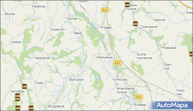 mapa Markowice gmina Głuchołazy, Markowice gmina Głuchołazy na mapie Targeo