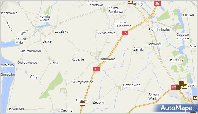 mapa Markowice gmina Strzelno, Markowice gmina Strzelno na mapie Targeo