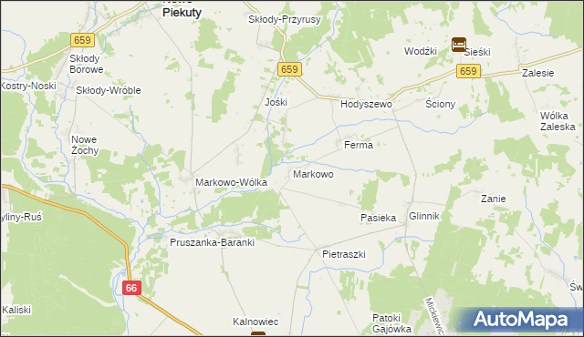 mapa Markowo gmina Brańsk, Markowo gmina Brańsk na mapie Targeo