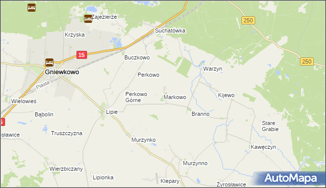 mapa Markowo gmina Gniewkowo, Markowo gmina Gniewkowo na mapie Targeo