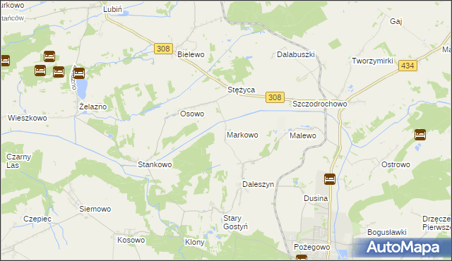 mapa Markowo gmina Gostyń, Markowo gmina Gostyń na mapie Targeo