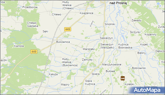 mapa Marszałki gmina Grabów nad Prosną, Marszałki gmina Grabów nad Prosną na mapie Targeo