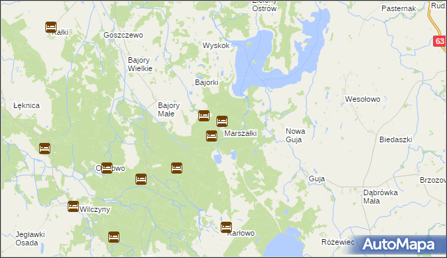 mapa Marszałki gmina Srokowo, Marszałki gmina Srokowo na mapie Targeo