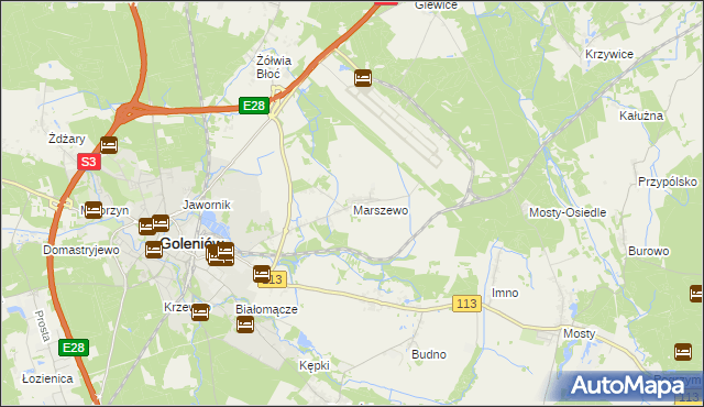 mapa Marszewo gmina Goleniów, Marszewo gmina Goleniów na mapie Targeo