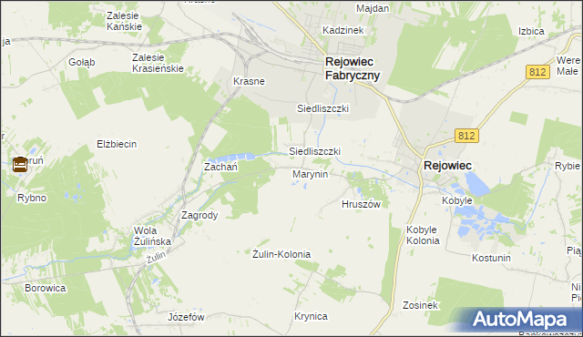 mapa Marynin gmina Rejowiec, Marynin gmina Rejowiec na mapie Targeo