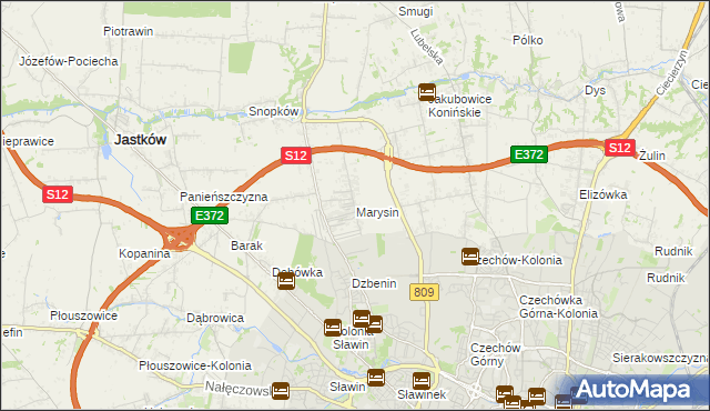 mapa Marysin gmina Jastków, Marysin gmina Jastków na mapie Targeo