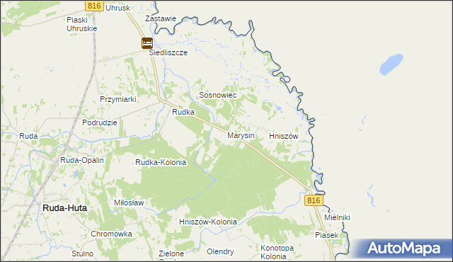 mapa Marysin gmina Ruda-Huta, Marysin gmina Ruda-Huta na mapie Targeo