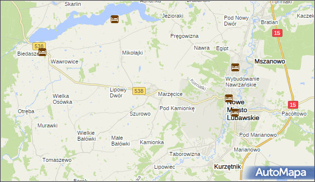 mapa Marzęcice gmina Kurzętnik, Marzęcice gmina Kurzętnik na mapie Targeo