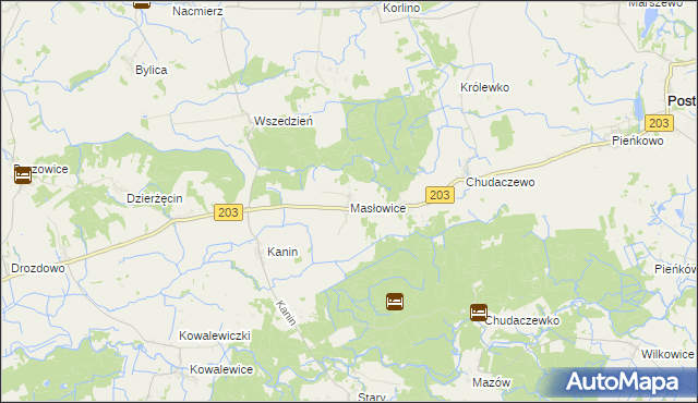 mapa Masłowice gmina Postomino, Masłowice gmina Postomino na mapie Targeo