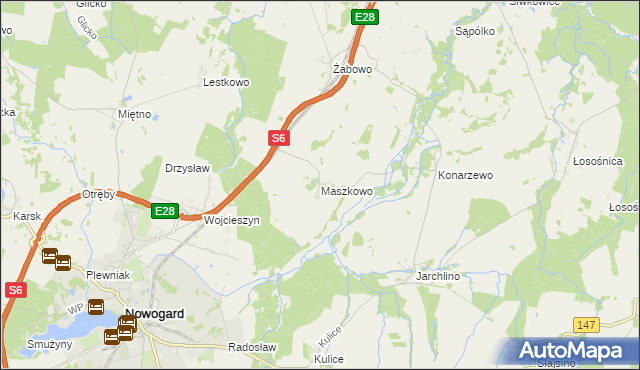 mapa Maszkowo gmina Nowogard, Maszkowo gmina Nowogard na mapie Targeo