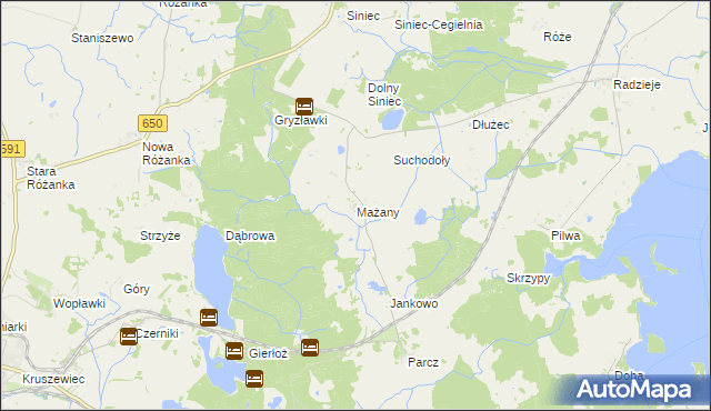 mapa Mażany, Mażany na mapie Targeo