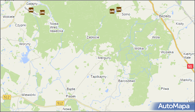 mapa Merguny, Merguny na mapie Targeo