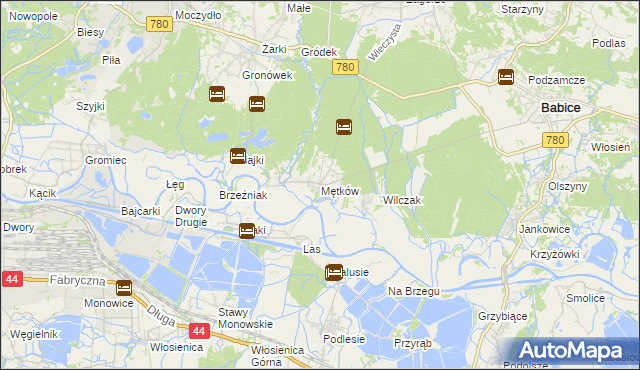 mapa Mętków, Mętków na mapie Targeo