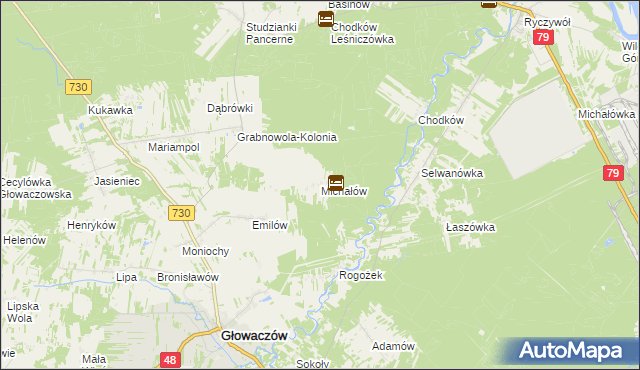 mapa Michałów gmina Głowaczów, Michałów gmina Głowaczów na mapie Targeo